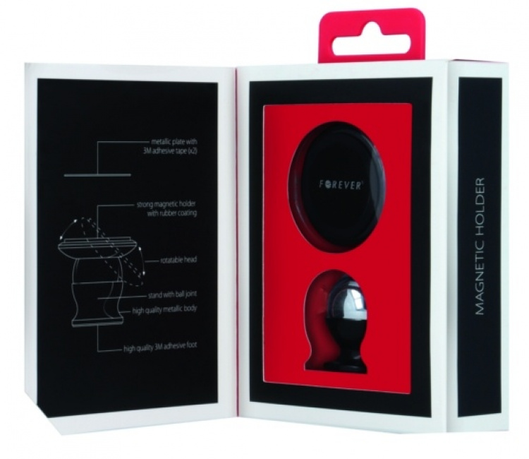 Forever Magnetisk bilhållare för plana ytor, roterbar 360 grader, PMH-100