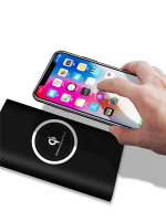 Powerbank 10000 mAh med trådlös laddning via Qi - Svart