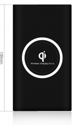 Powerbank 10000 mAh med trådlös laddning via Qi - Svart