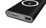 Powerbank 10000 mAh med trådlös laddning via Qi - Svart