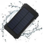 Powerbank med solcellsladdning, 10000 mAh - Svart