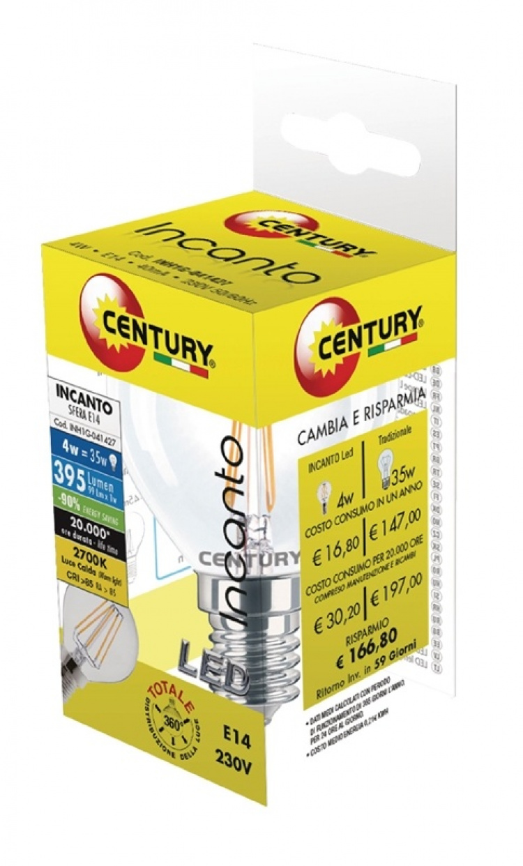 Century LED Vintage glödlampan Klot 4 W 470 lm 2700 K