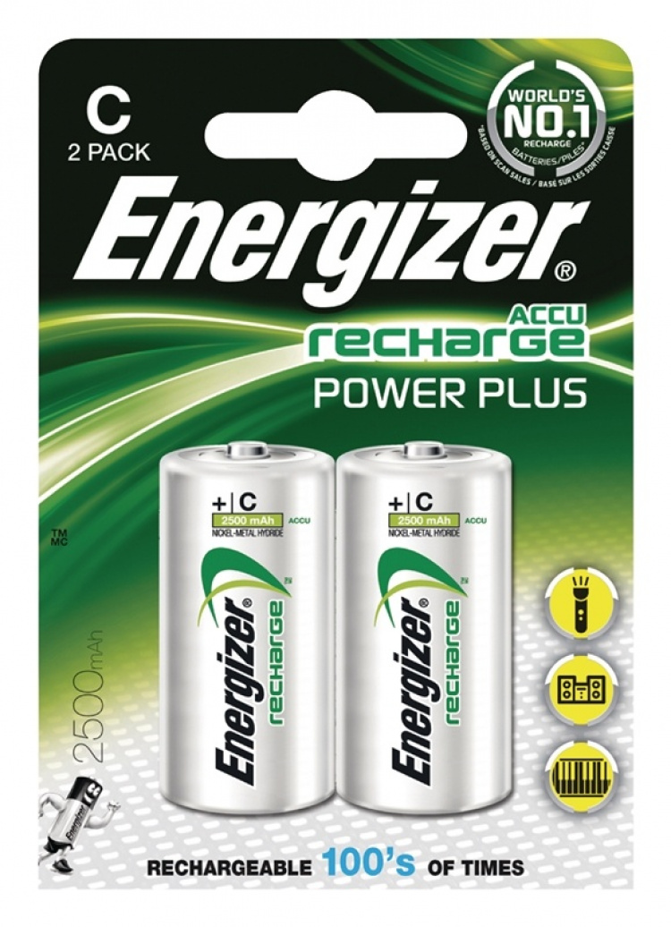 Energizer Batteri NiMH C/LR14 1.2 V 2500 mAh PowerPlus 2-pack (635674)