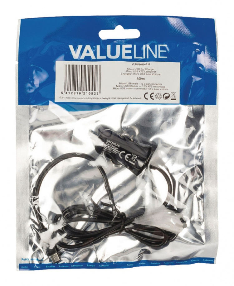 Valueline Billaddare 2.1 A Micro USB Svart