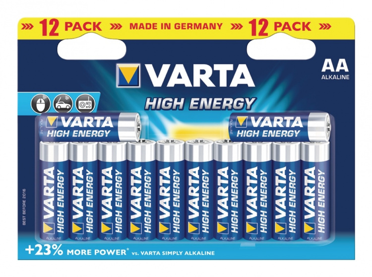 Varta Batteri alkaline AA/LR6 1.5 V High Energy 12 pack