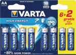 Varta Alkaliska Batterier AA 1.5 V High Energy 8-PR Blister Varta Alkaliska Batterier AA 1.5 V High Energy 8-PR Blister
