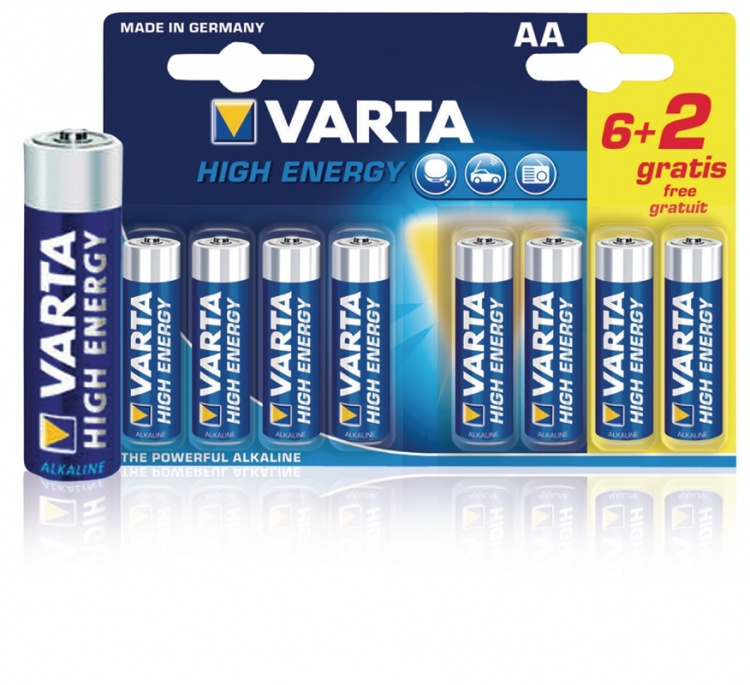 Varta Alkaliska Batterier AA 1.5 V High Energy 8-PR Blister Varta Alkaliska Batterier AA 1.5 V High Energy 8-PR Blister