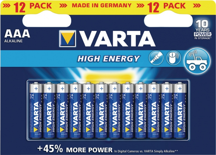 Varta Alkaliska Batterier AAA 1.5 V High Energy 12-Pack