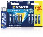 Varta Alkaliska Batterier AAA 1.5 V High Energy 8-PR Blister