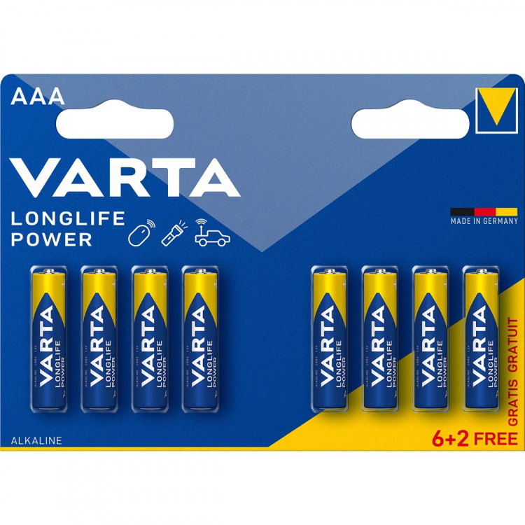 Varta Alkaliska Batterier AAA 1.5 V High Energy 8-PR Blister