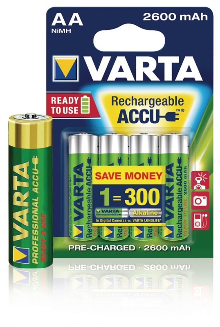 Varta Batteri NiMH AA/LR6 1.2 V 2500 mAh R2U Professional 4-pack
