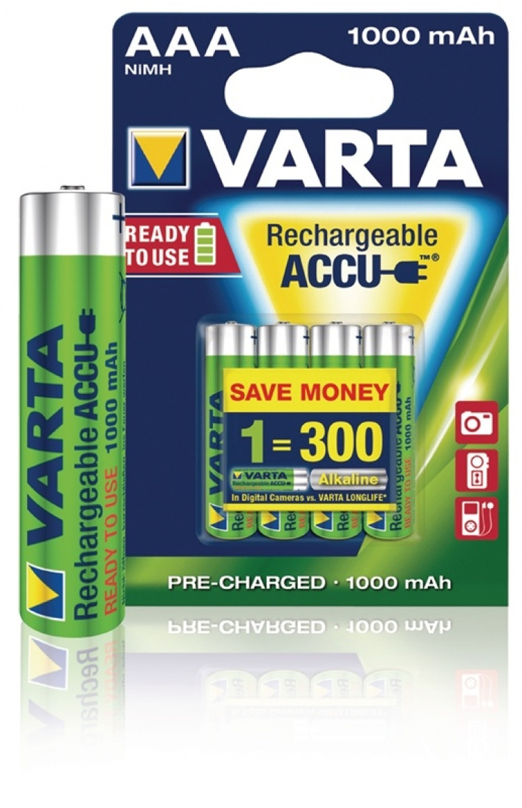 Varta Batteri NiMH AAA/LR03 1.2 V 1000 mAh R2U 4-pack
