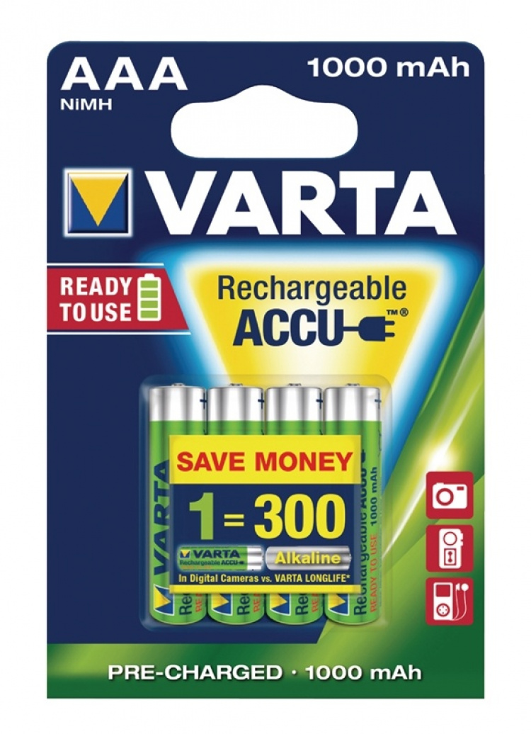 Varta Batteri NiMH AAA/LR03 1.2 V 1000 mAh R2U 4-pack