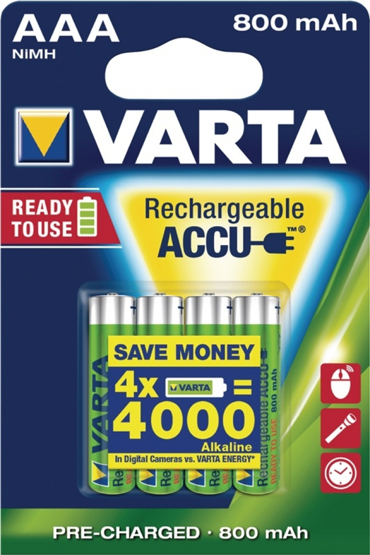 Varta Batteri NiMH AAA/LR03 1.2 V 800 mAh R2U 4-pack Varta Batteri NiMH AAA/LR03 1.2 V 800 mAh R2U 4-pack