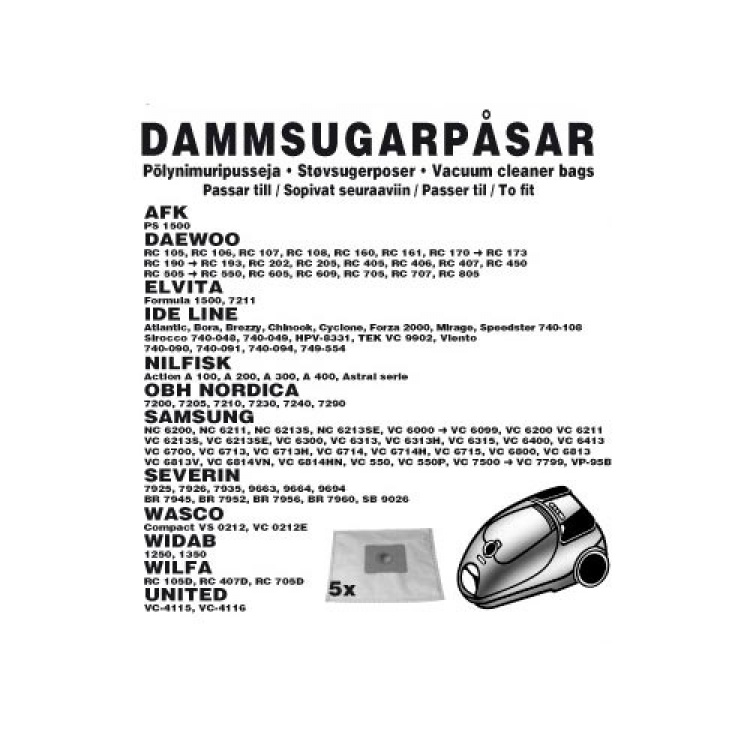 Champion Dammpåsar Nilfisk/OBH/Severin 5st