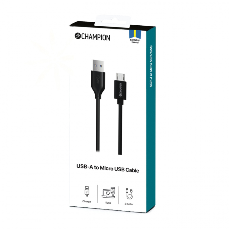 Champion USB-A till Micro-USB Kabel 1m Svart