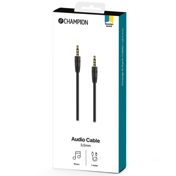 Champion 3,5mm Audiokabel 1m Svart
