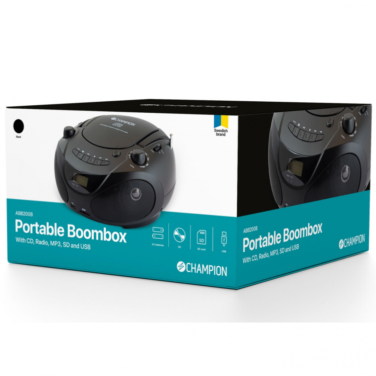 Champion Boombox CD/Radio/MP3/USB Svart