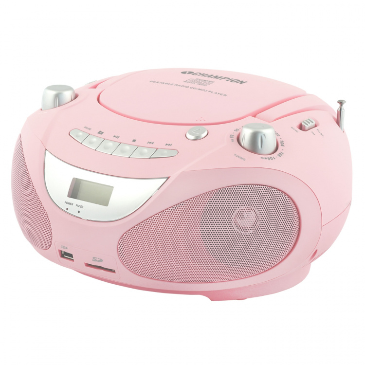 Champion Boombox CD/Radio/MP3/USB Rosa Champion Boombox CD/Radio/MP3/USB Rosa