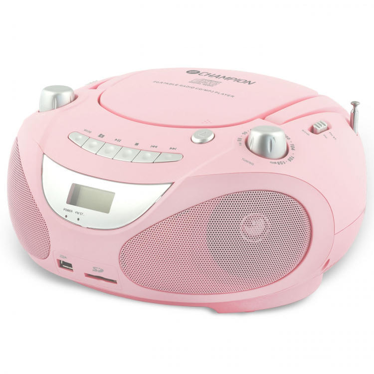 Champion Boombox CD/Radio/MP3/USB Rosa Champion Boombox CD/Radio/MP3/USB Rosa