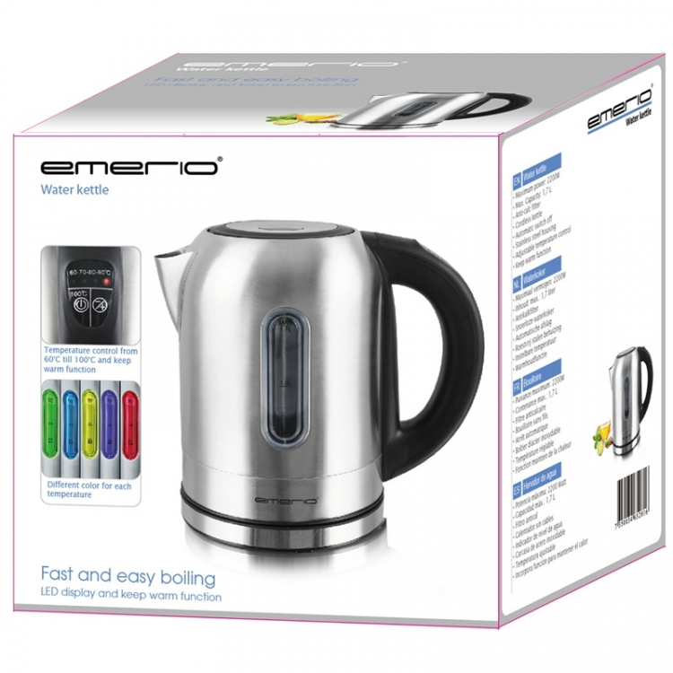 Emerio Vattenkokare 1,7L Temp Instäl Emerio Vattenkokare 1,7L Temp Instäl