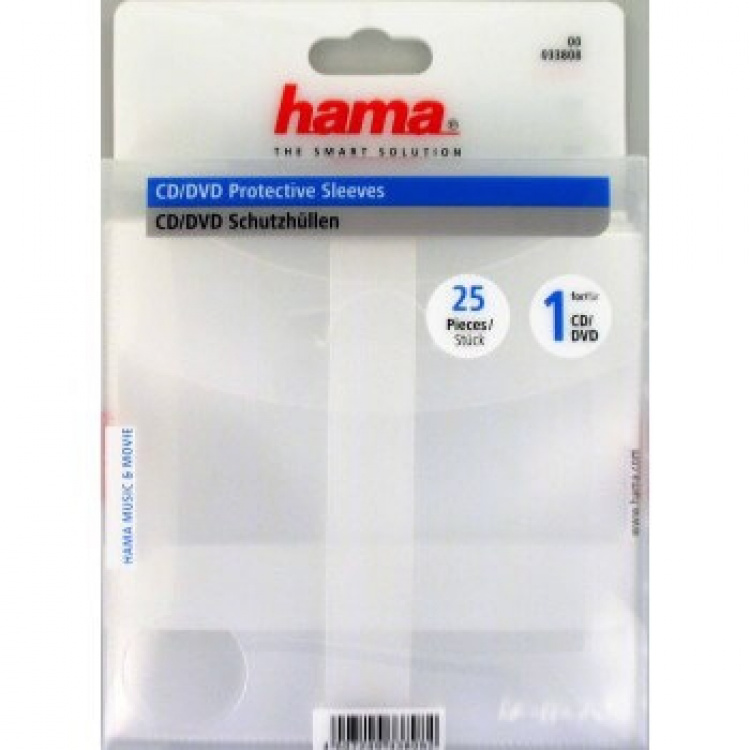 Hama CD DVD-Ficka I PP Transparent 25-Pack Hama CD DVD-Ficka I PP Transparent 25-Pack