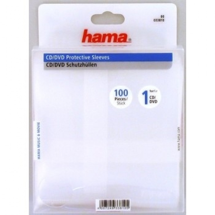 Hama Cd Dvd-Ficka I Pp Transparent 100-Pack