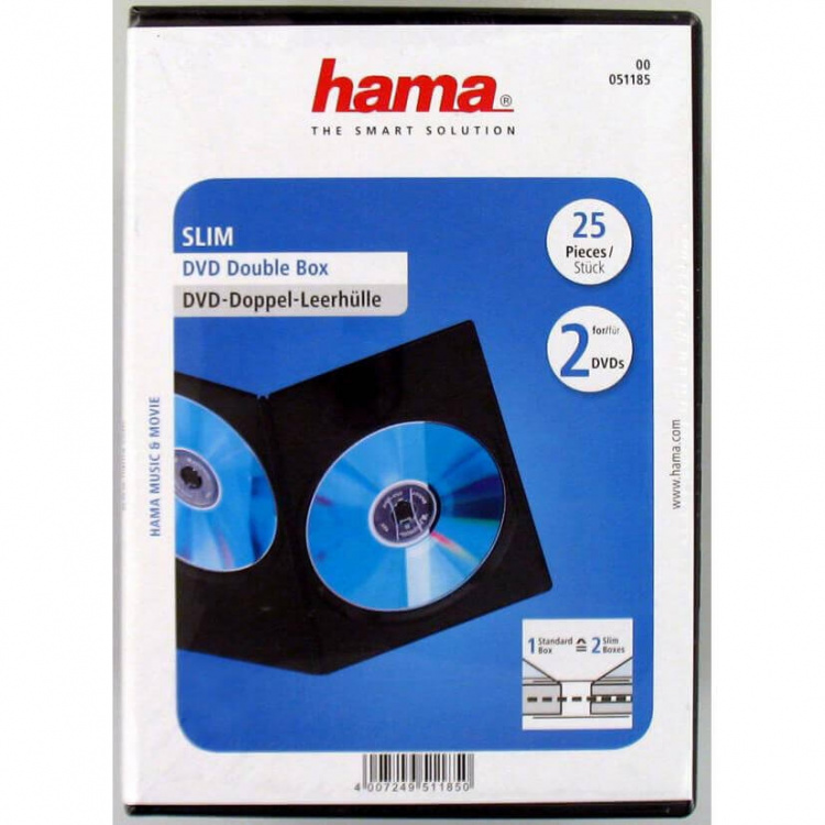 Hama DVD-box Slim Dubbel Svart 25-pack