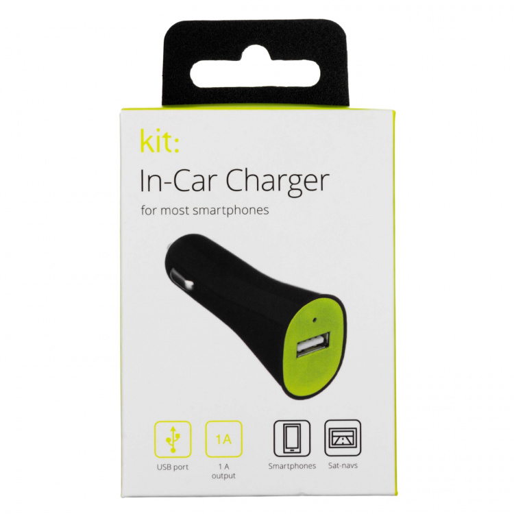 KIT Laddare 12/24V till 1xUSB 1,0A Svart