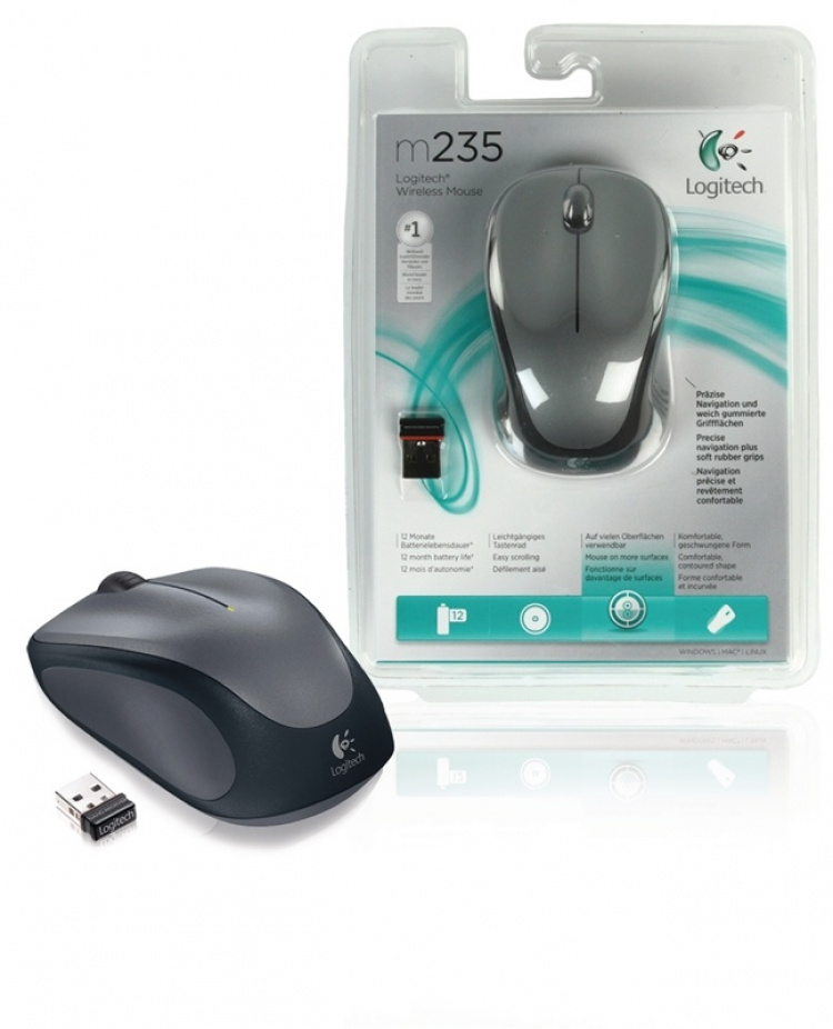 Logitech Trådlös mörkgrå mus (910-002203)
