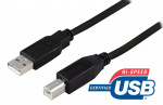 USB 2.0 kabel, A hane - B hane, 2 meter (USB-218S)