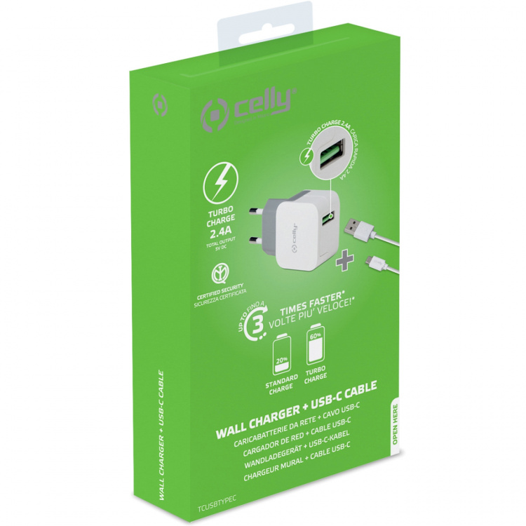 Celly USB-laddare USB-C 2,4A (12W) Celly USB-laddare USB-C 2,4A (12W)