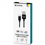 Champion USB-A till USB-C Kabel 1m Svart