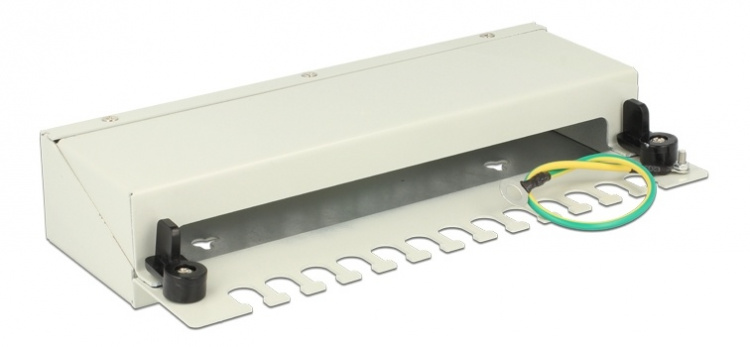 DeLOCK patchpanel, 12 portar, för keystone kontaktdon, skärmad, grå