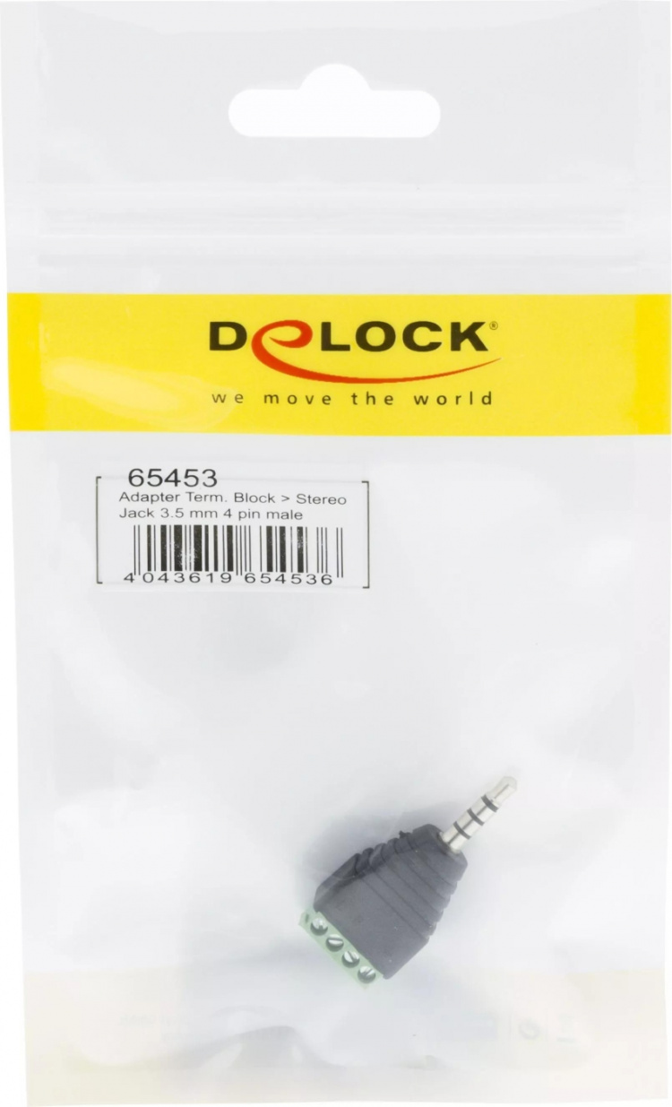 DeLOCK adapter, 3,5mm stereo ha till 4-pin terminalblock