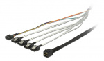 DeLOCK mini SAS-kabel, 0,5m SFF-8643 - 4xSATA 7-pin + 1x8-pin sideband