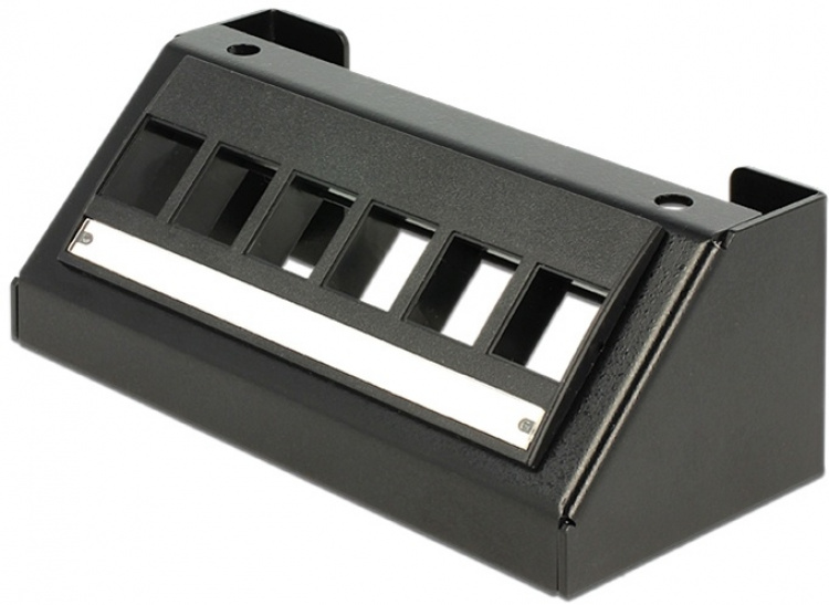DeLOCK Keystone panel, 6-portar, 45° vinkel på portarna, metall