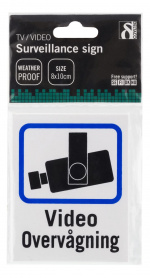 DELTACO Dansk TV/Video övervakningsskylt i plast, 8x10cm, 2-pack