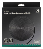 DELTACO kardborrband på rulle, bredd 9mm, 10m, svart