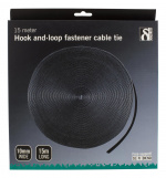 DELTACO kardborrband på rulle, bredd 10mm, 15m, svart