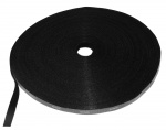 DELTACO kardborrband på rulle, bredd 10mm, 25m, svart
