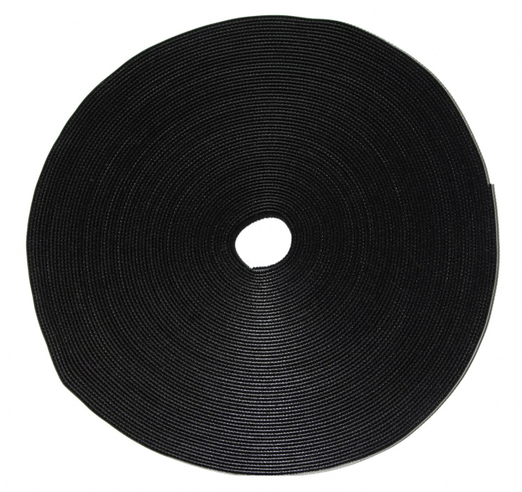 DELTACO kardborrband på rulle, bredd 10mm, 25m, svart