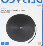 DELTACO kardborrband på rulle, bredd 10mm, 25m, svart