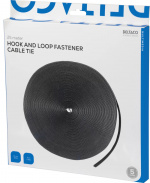 DELTACO kardborrband på rulle, bredd 10mm, 25m, svart