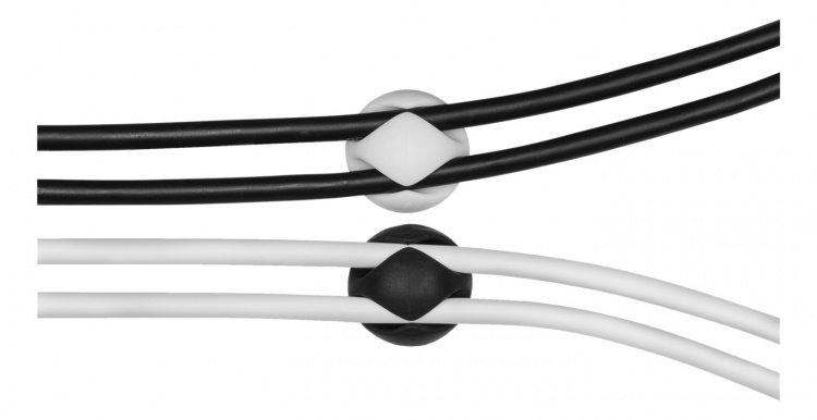 DELTACO självhäftande kabelhållare i gummi, 6-pack, svart/vit/grå DELTACO självhäftande kabelhållare i gummi, 6-pack, svart/vit/grå