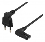 DELTACO ojordad apparatkabel, 2m, CEE 7/16 - IEC 60320 C7, svart