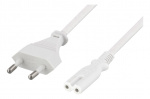 DELTACO ojordad apparatkabel , CEE 7/16 till IEC 60320 C7, 2m, vit