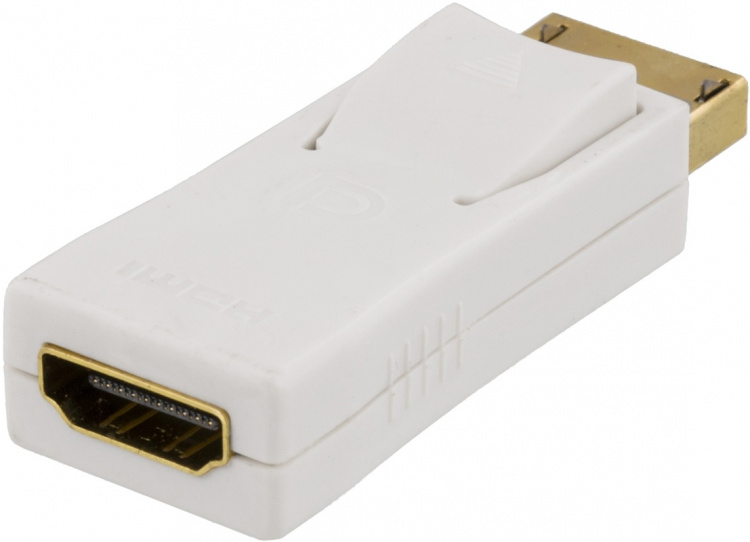 DELTACO DisplayPort till HDMI adapter, ha-ho, vit DELTACO DisplayPort till HDMI adapter, ha-ho, vit