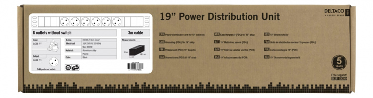 DELTACO grenuttag med 6xCEE 7/4 uttag, 1xCEE 7/7, petskydd, svart DELTACO grenuttag med 6xCEE 7/4 uttag, 1xCEE 7/7, petskydd, svart