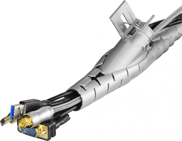 DELTACO kabelslukare i nylon, 2,5m, grå DELTACO kabelslukare i nylon, 2,5m, grå